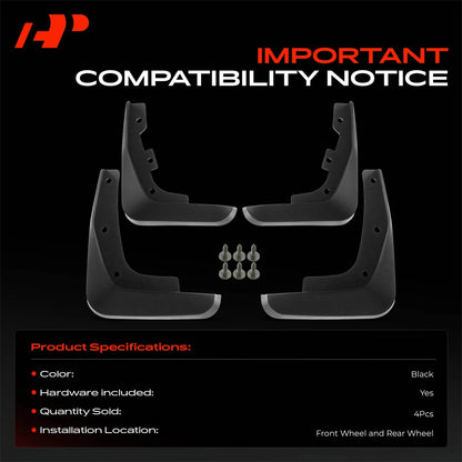 Set of 4 Mud Flaps Splash Guards for Lexus ES350 (2007–2012)