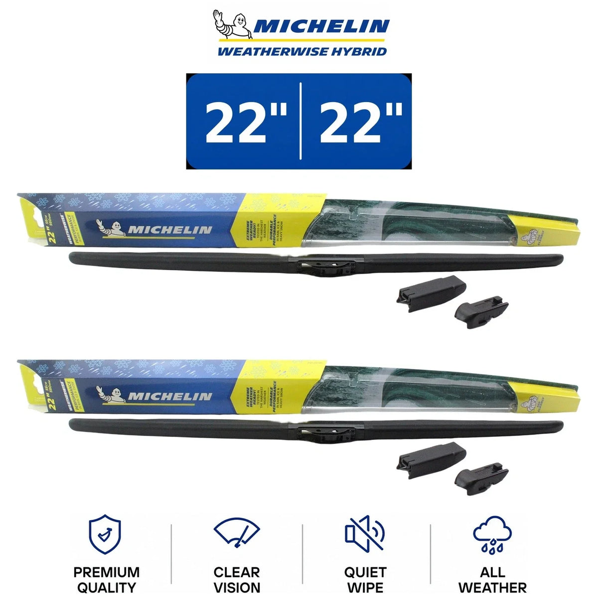 Set of 2 Wiper Blades for Yukon XL 1500 (2000–2014) - Michelin WeatherWise Hybrid 22"