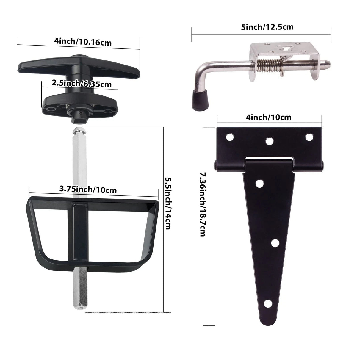 6" Shed Door Hardware Kit with T-Handle Lock & 5 Keys (No Part Numbers)