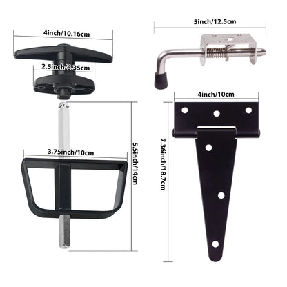 6" Shed Door Hardware Kit with T-Handle Lock & 5 Keys (No Part Numbers)