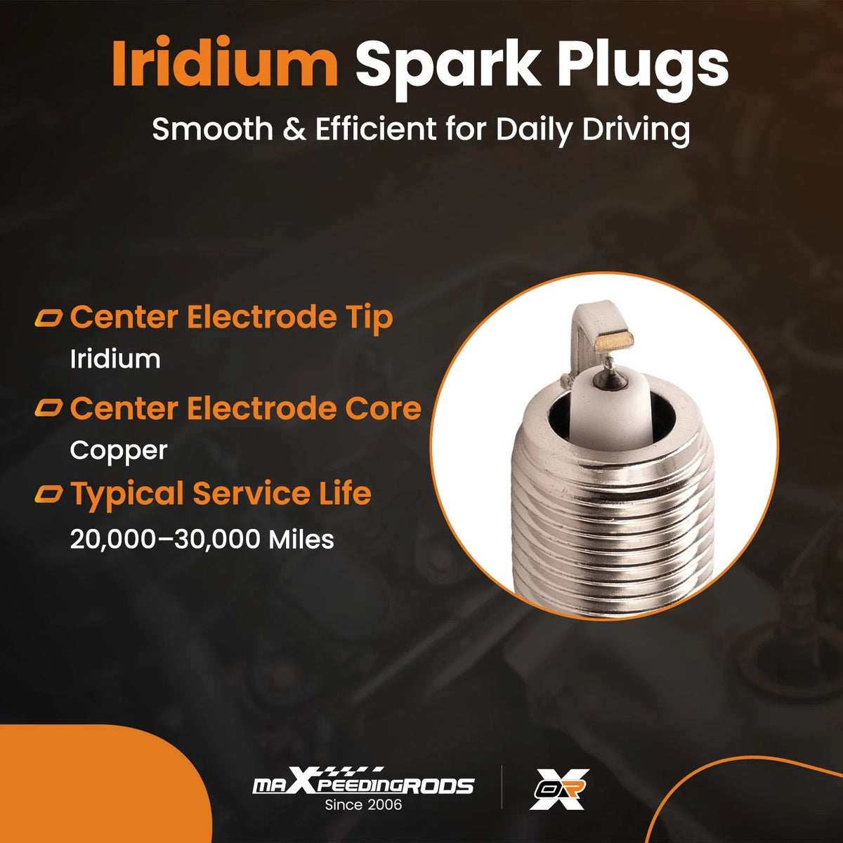 8x Iridium Spark Plugs for Chrysler Aspen 4.7L (2008–2009) V8 (LFR5AIX-11)