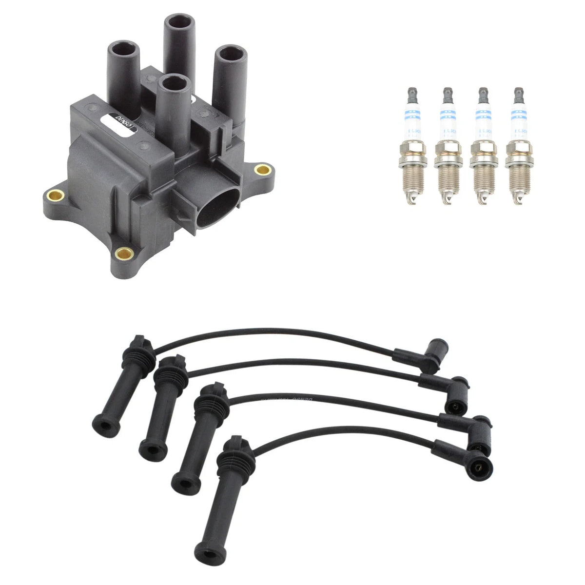 Set of 4 Denso Ignition Coil Wires & Bosch Platinum Spark Plugs for Ford Ranger
