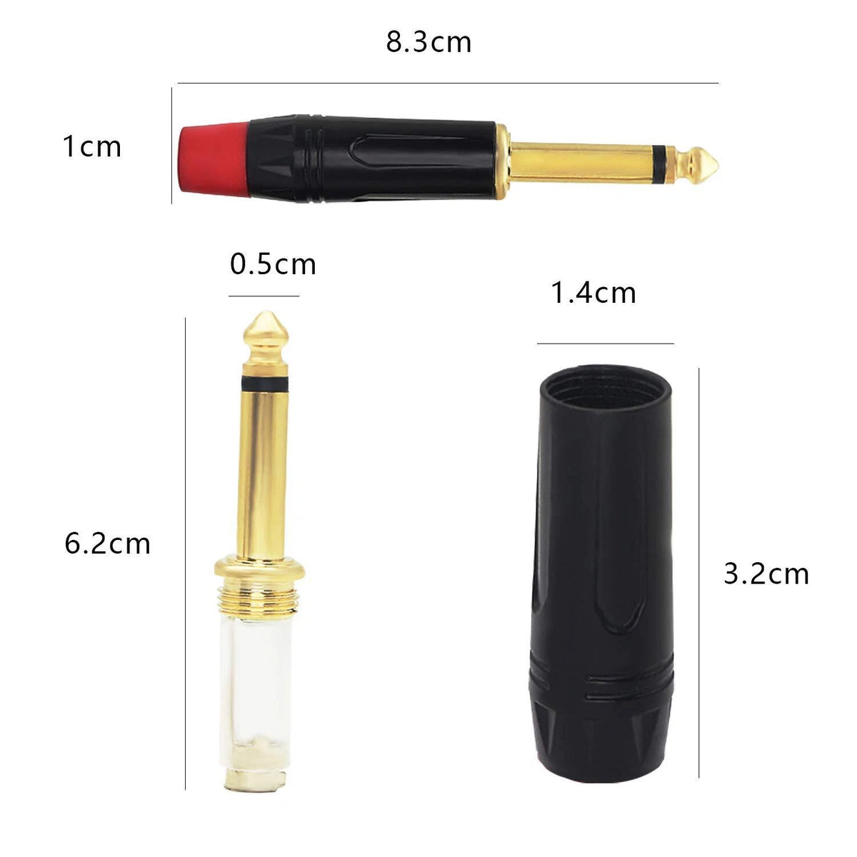 10Pcs 1/4" TS Mono Male Plug Audio Guitar Cable Jack Connector