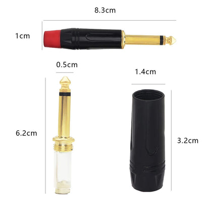 10Pcs 1/4" TS Mono Male Plug Audio Guitar Cable Jack Connector