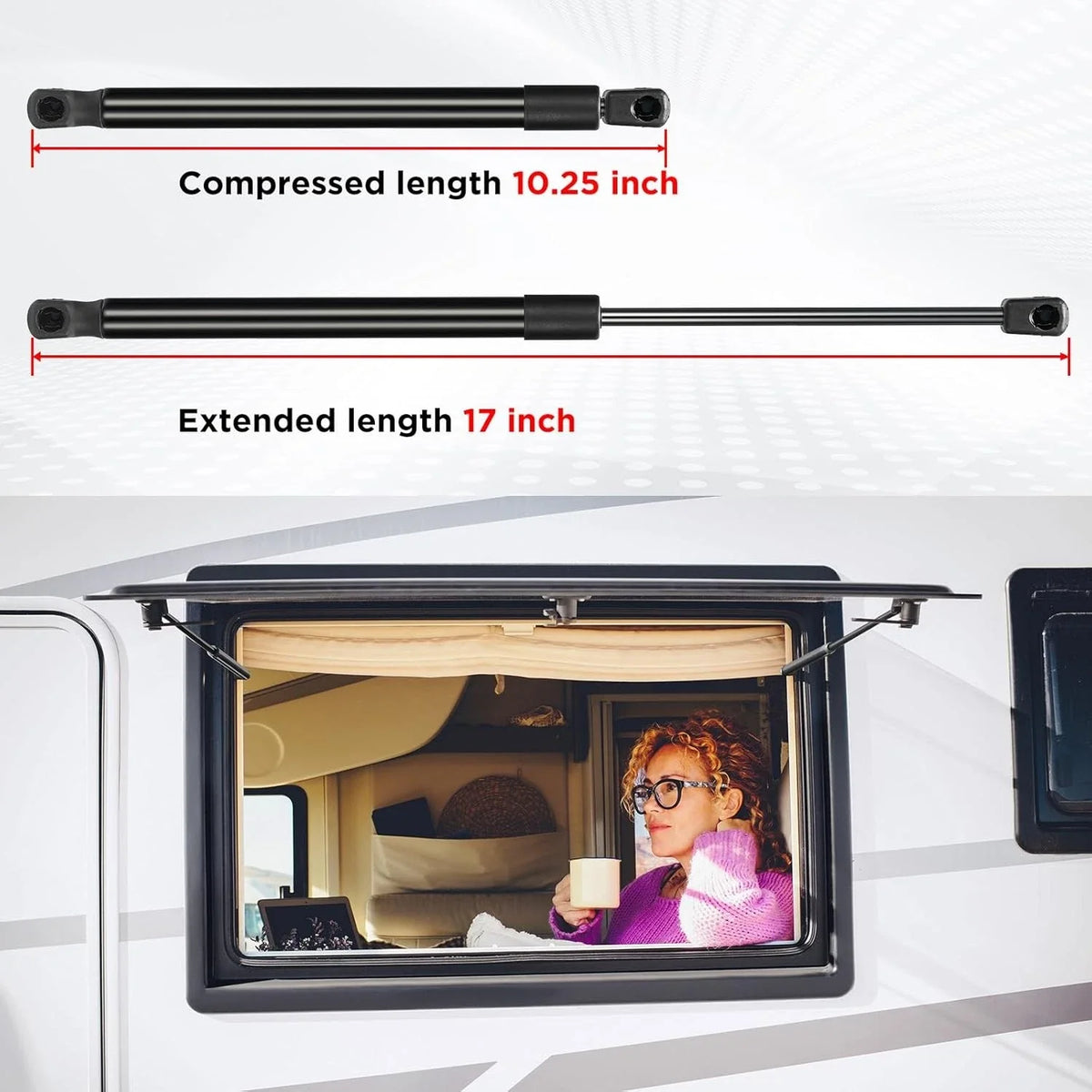 C16-16552 Gas Strut for Camper Shell Window Truck Topper (17", 90Lb/400N)