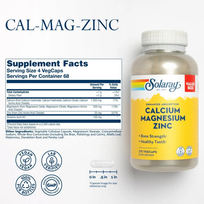 Calcium Magnesium Zinc Supplement 275 Count (Pack of 1)