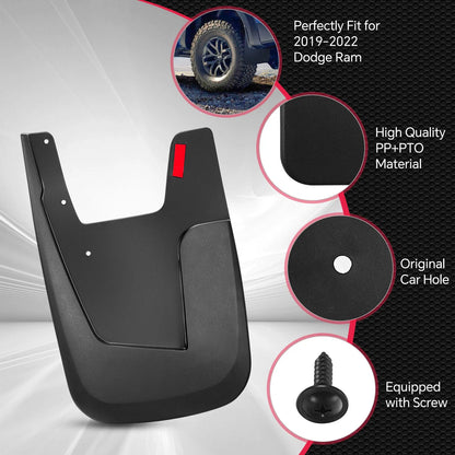 Mud Guards Splash Mud Flaps for RAM 1500 2500 (2019–2024) Black 4-Door