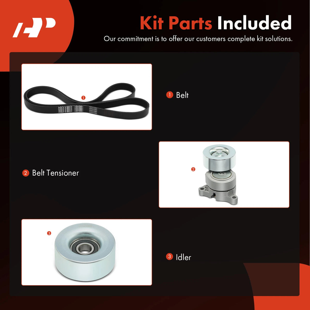 3X Serpentine Belt Drive Component Kit for Subaru Outback (2005–2009)