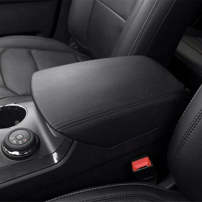 Black Leather Center Console Lid Armrest Cover for Ford Explorer (2011–2018)