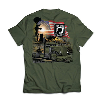 POW MIA Waving Flag T-Shirt for Big Rig Trucks