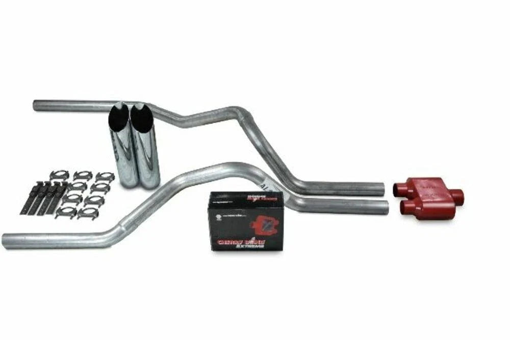 2.5" Dual Exhaust Kit for Chevy GMC 1500 Truck (2019–2025) - Cherry Bomb Extreme Slash Tips