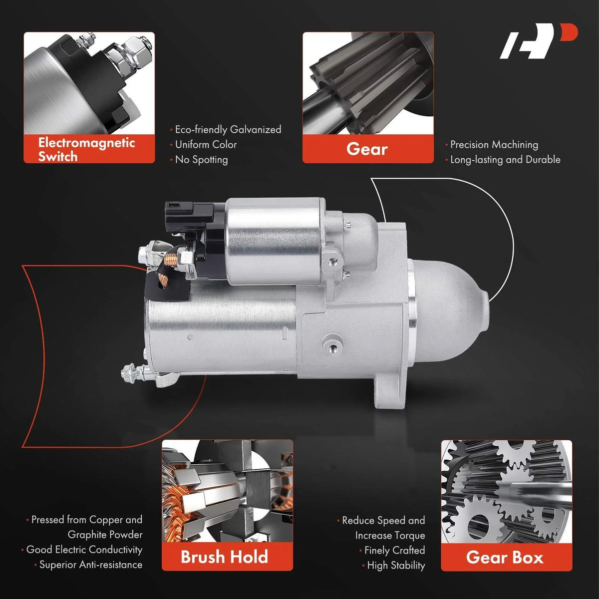 Starter Motor for Hyundai Sonata, Santa Fe, Kia Sorento, Sedona