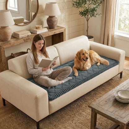 Fuzzy Couch Cover for Dogs 27.6" x 70.9" Non-Slip Washable Dark Grey