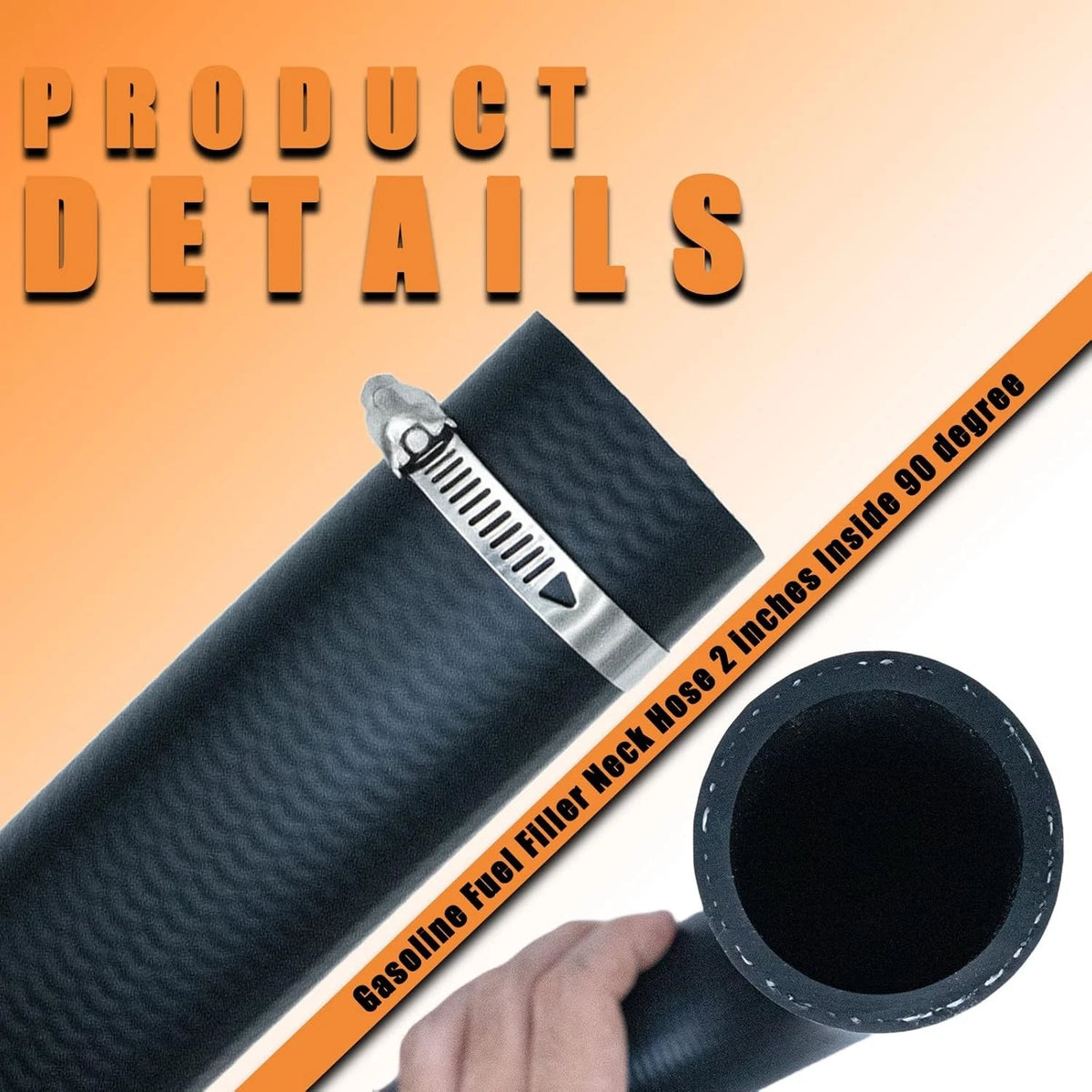 Gasoline Fuel Filler Neck Hose 2" ID 90 Degree for