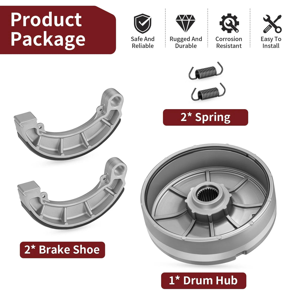 Rear Brake Drum w/ Shoes 43620-HN5-M00 for Honda Foreman 400 450 Rancher 350 400 (2000–2014)