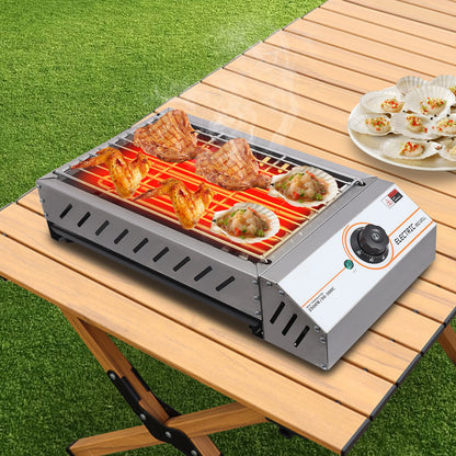 Electric BBQ Grill Countertop Stainless Steel for Outdoor Cooking