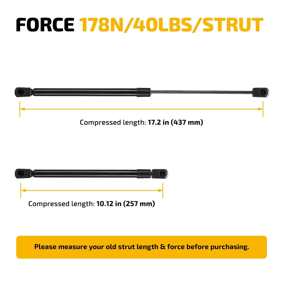 Set of 2 Gas Shocks for Pickup (17" Lift Supports)