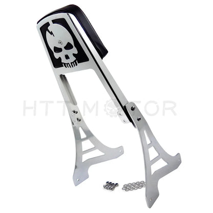 Chrome Skull Backrest Sissy Bar with Leather Pad for Harley Sportster (1200, 883)