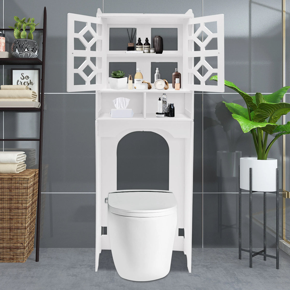 4-Tier Over The Toilet Storage Cabinet for Bathroom Organizer