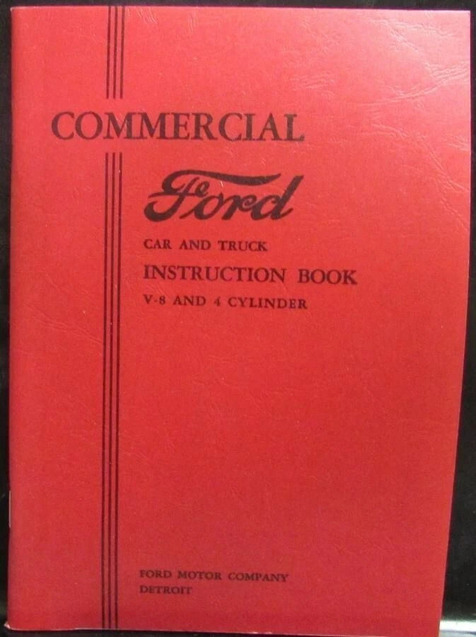 Owners Manual for 1933 Ford Commercial Car & Pickup Truck