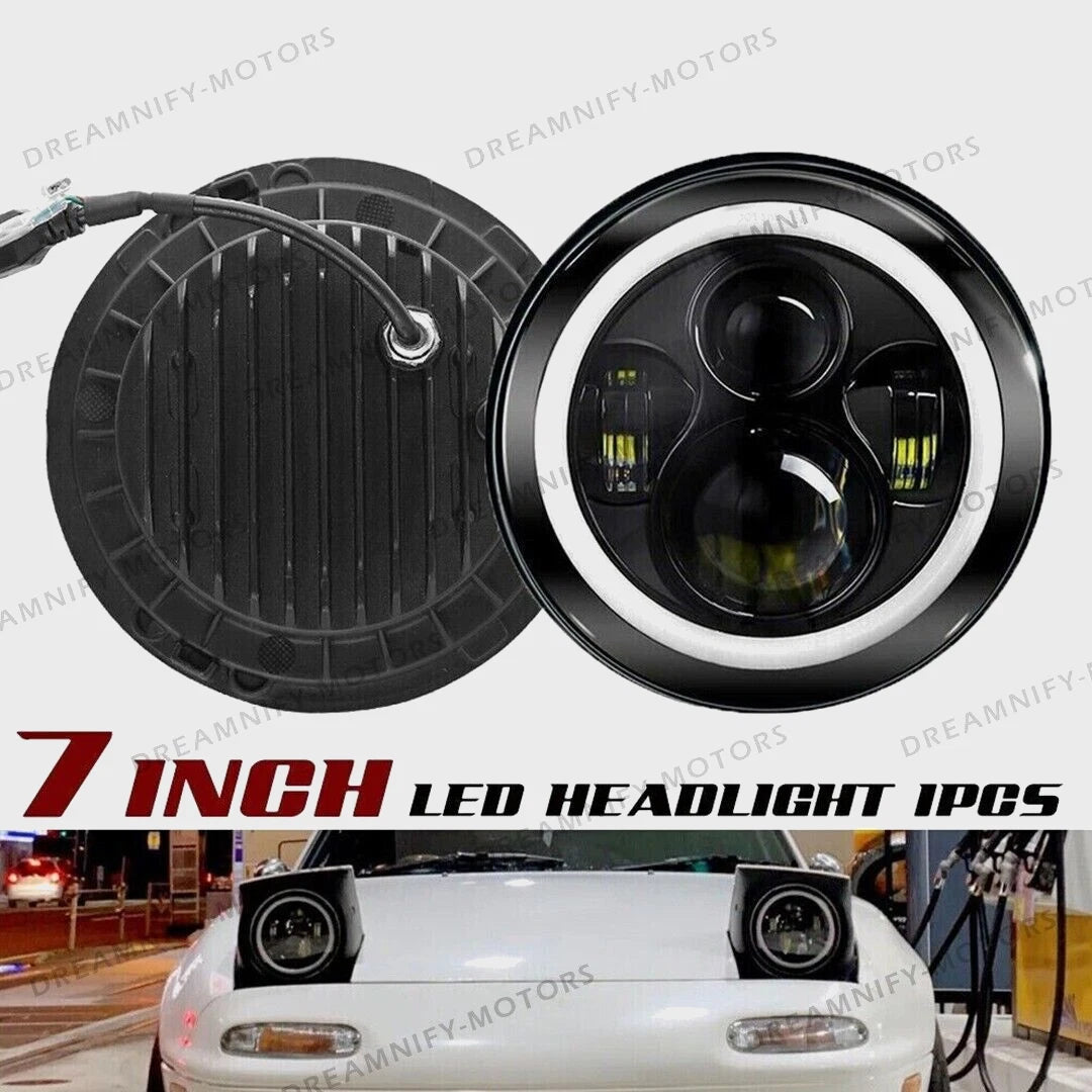 7inch LED Headlight Halo Angel Eyes for Mazda Miata MX5 (1990–1997)