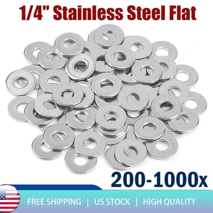 Set of 10 Stainless Steel Flat Washers for Marine Applications (200-1000)