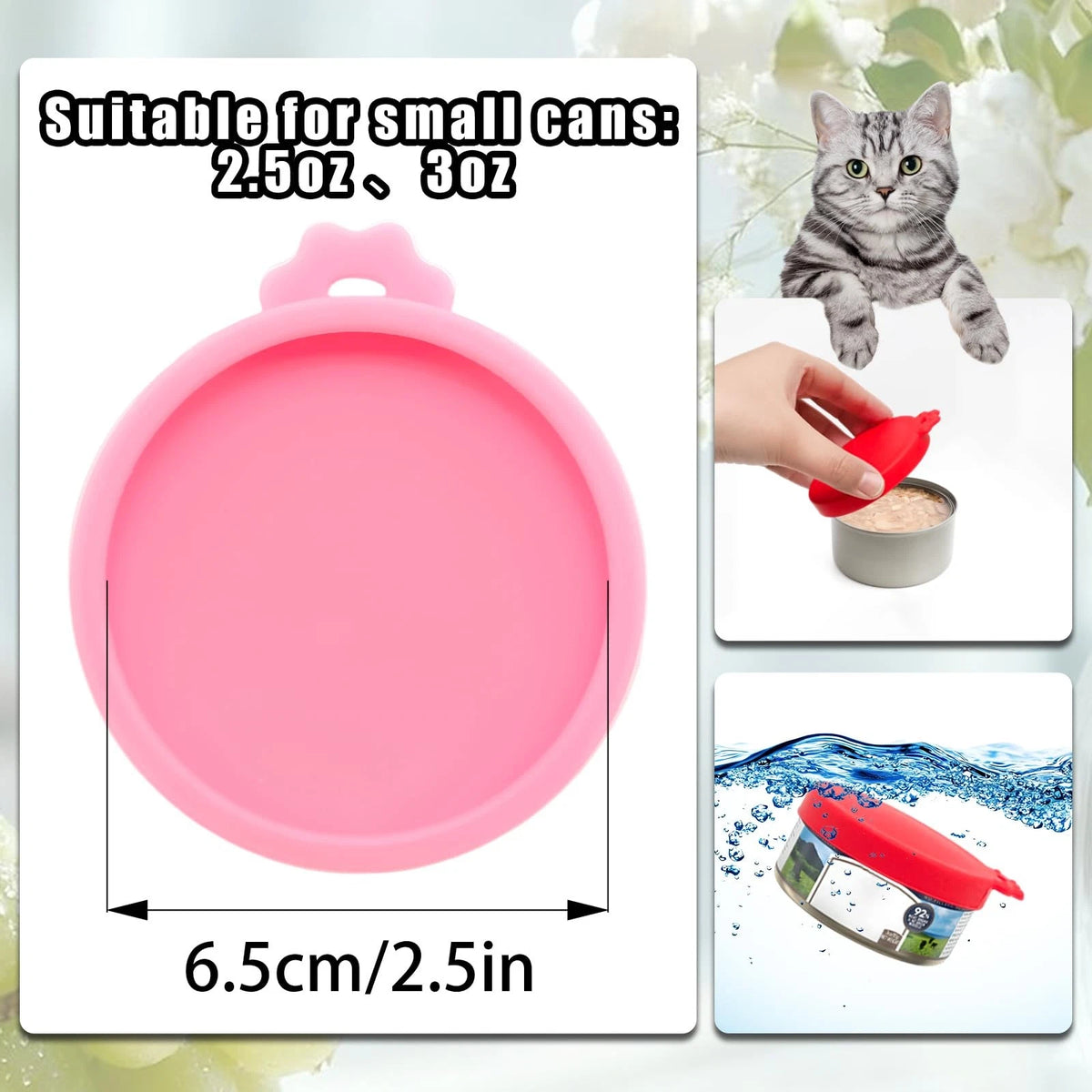 Set of 4 Durable Pet Can Lids for 2.5-inch Cans - Yellow, Red, Pink, Blue