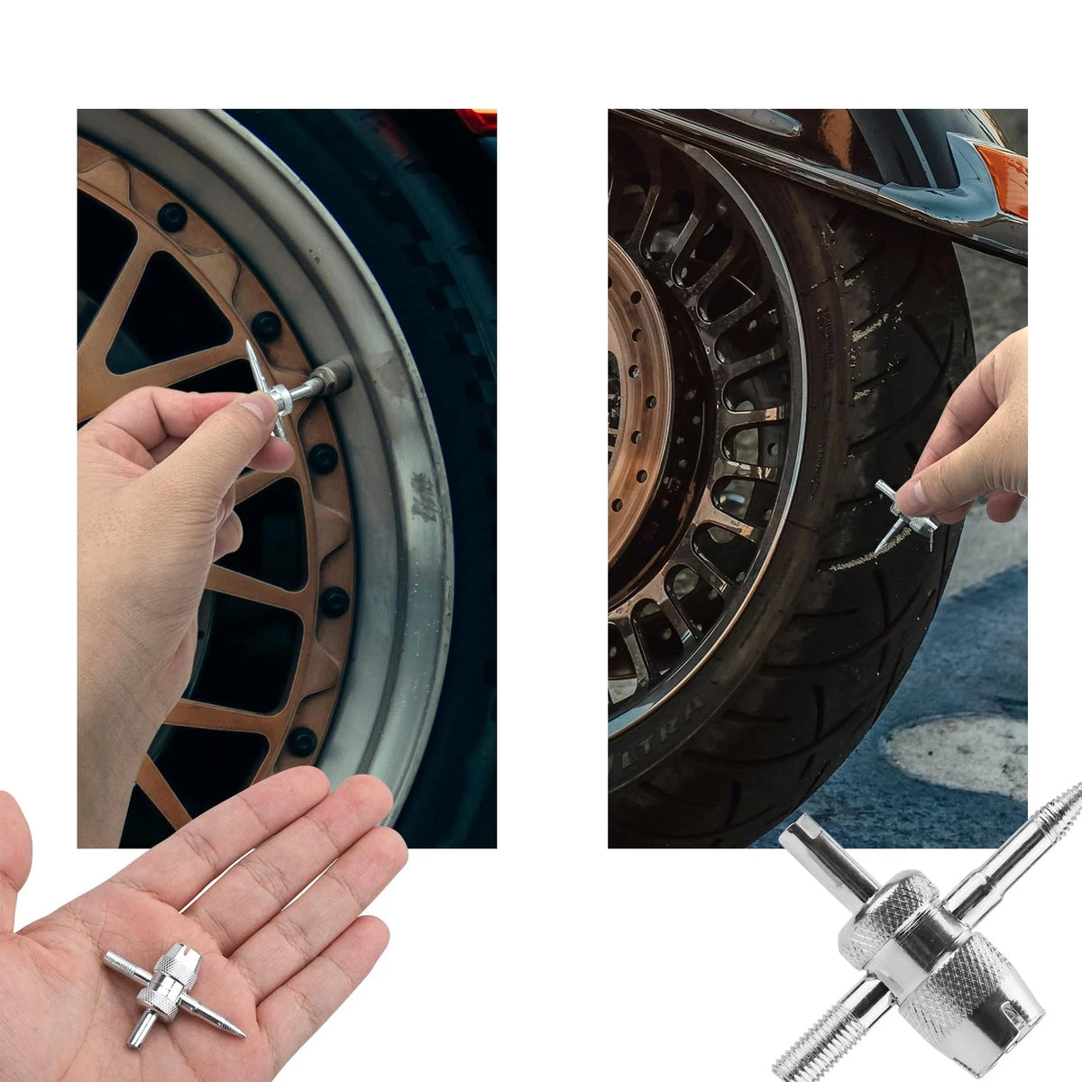 Set of 4 Tire Valve Repair Tools for Universal Use