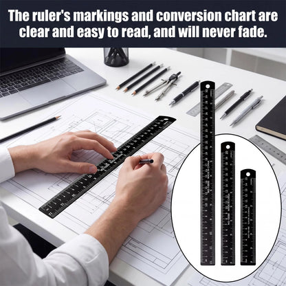 3-Pack Metal Ruler Set for (6, 8, 12 Inch)