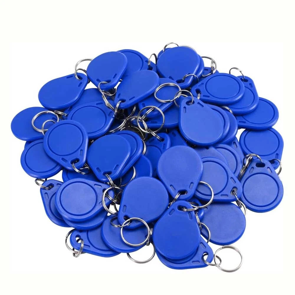 200PCS RFID IC Card Key Tags Keyfobs NFC Tag Keychain 13.56MHz Blue