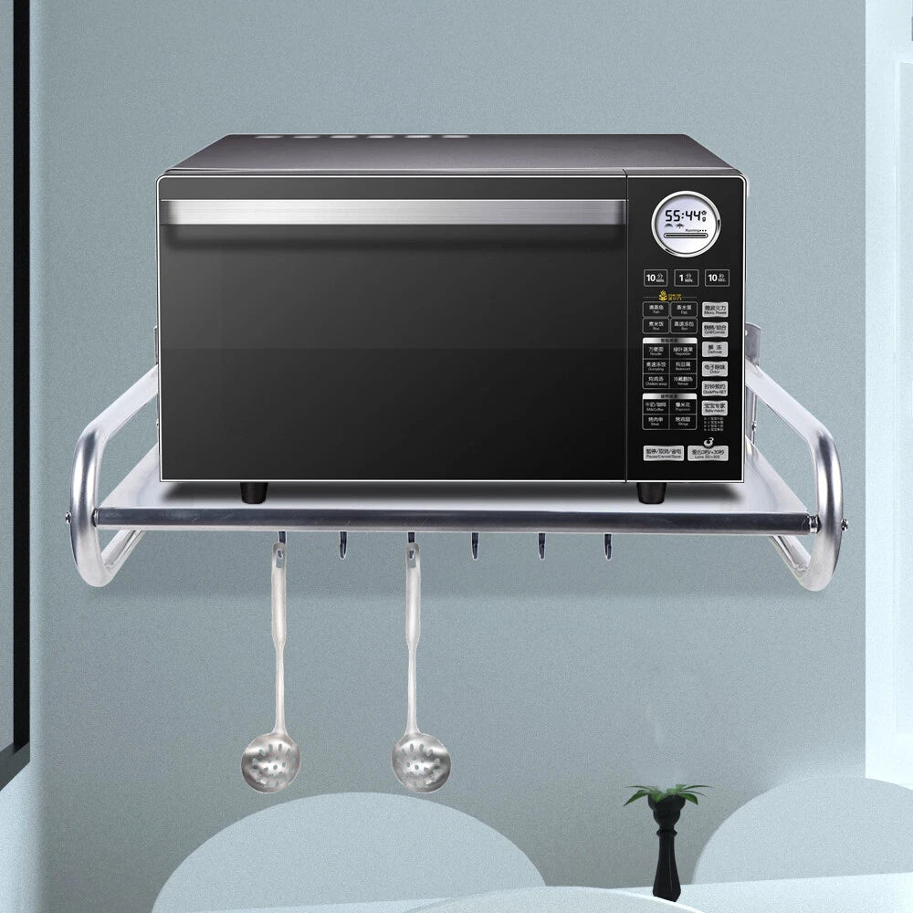 Stainless Steel Microwave Oven Rack for Wall-Mount Kitchen Shelf