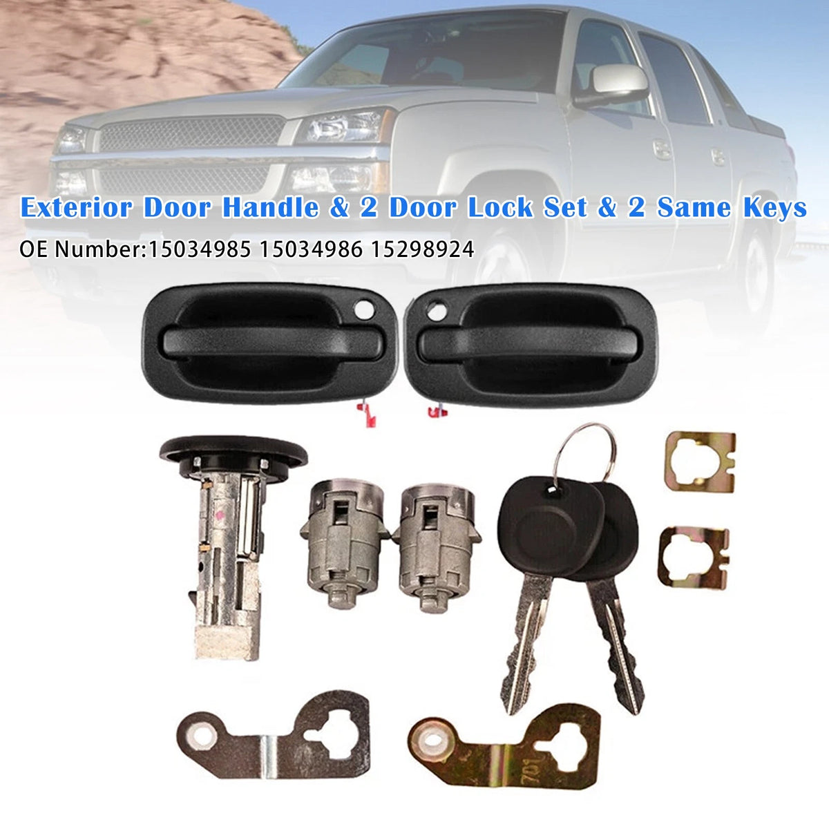 Exterior Door Handle & Lock Set for GM Chevy (2001–2006) 15034985, 15298923, 15298924