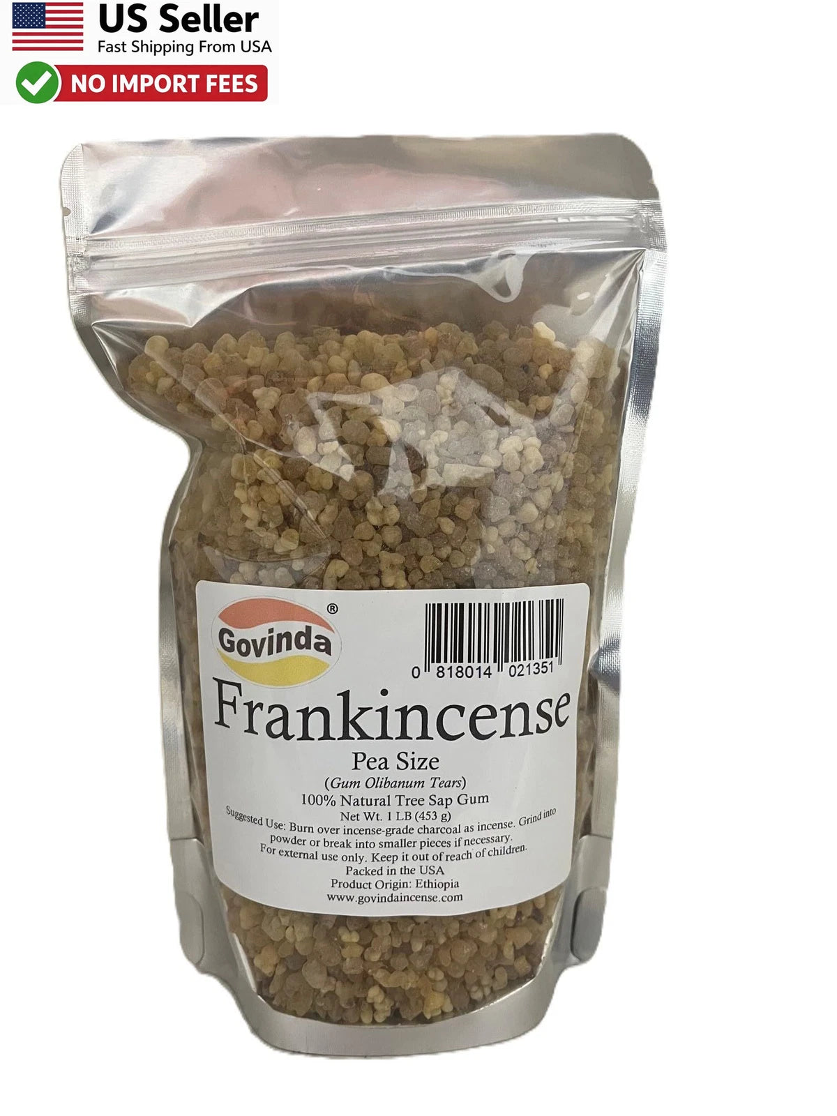 1 lb Frankincense Natural Tree Sap Gum Incense Pea Size