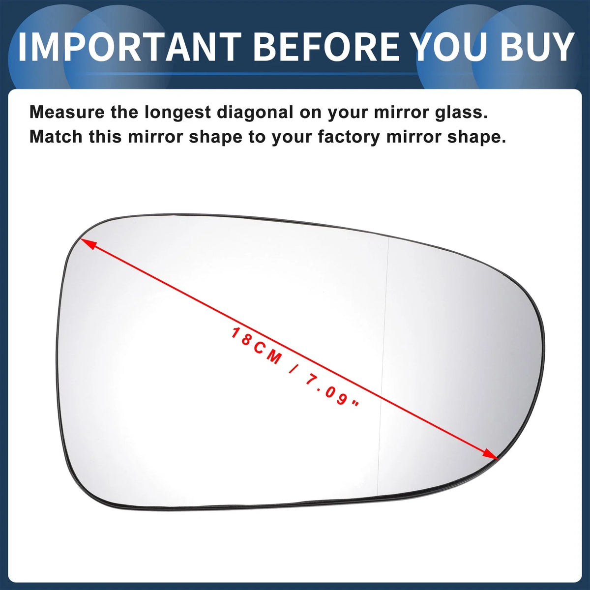 Right White Mirror Glass for Volkswagen Sharan (2010–2020) & Seat (2010–2020)