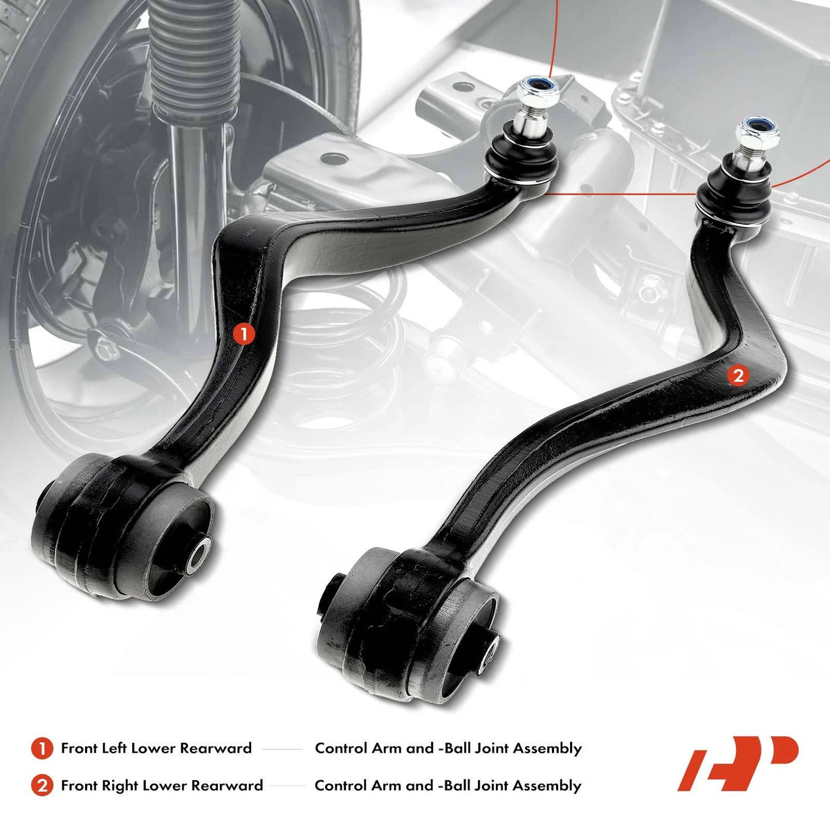 2X Front Control Arm w/ Ball Joint Assy for Ford Fusion (2006–2012) - 7E5Z3079L, BE5Z3079A, GP9A34J50A, GP9A34J50B, K620492, K620493