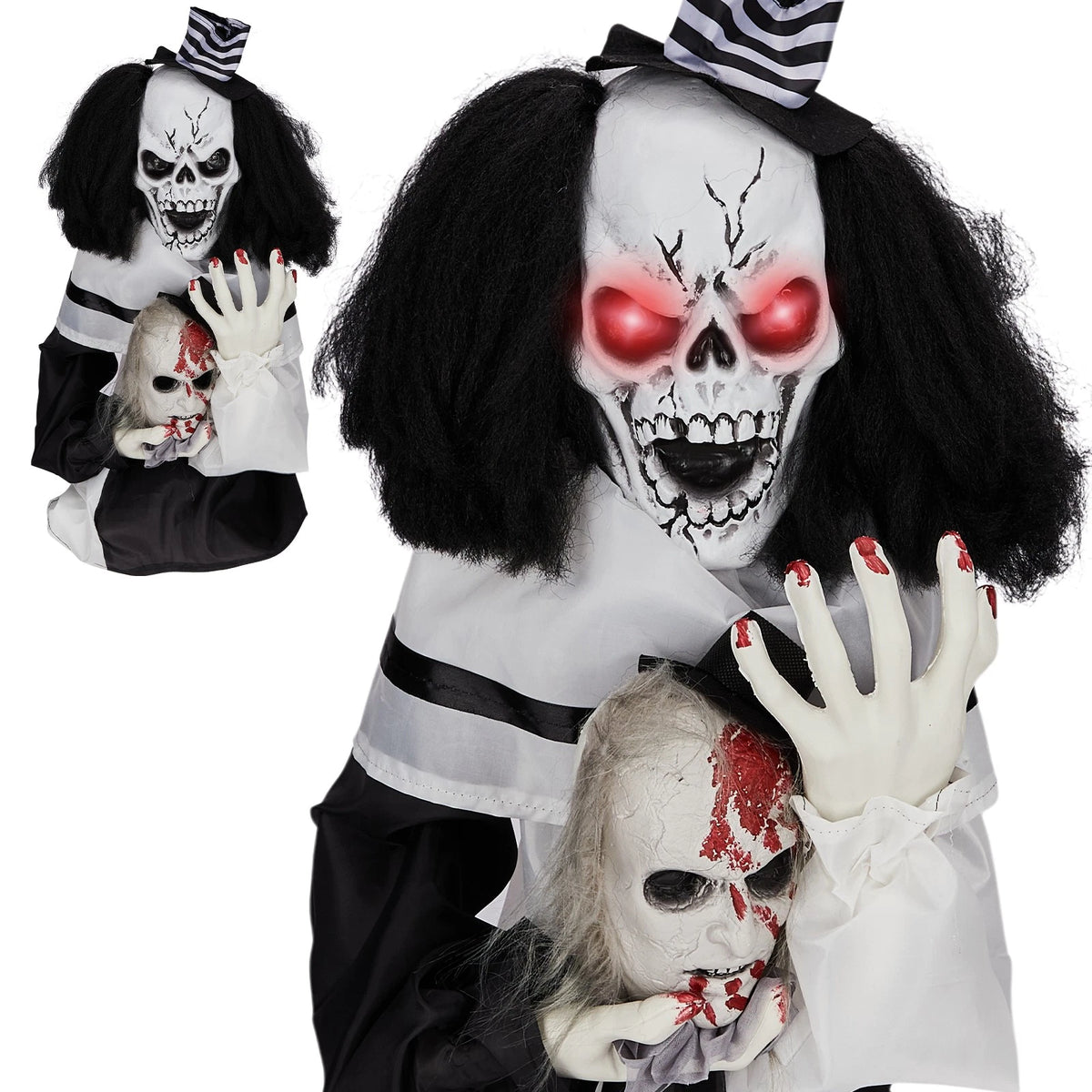 1.8 FT Scary Clown Halloween Decor with Sound for Haunted House Props