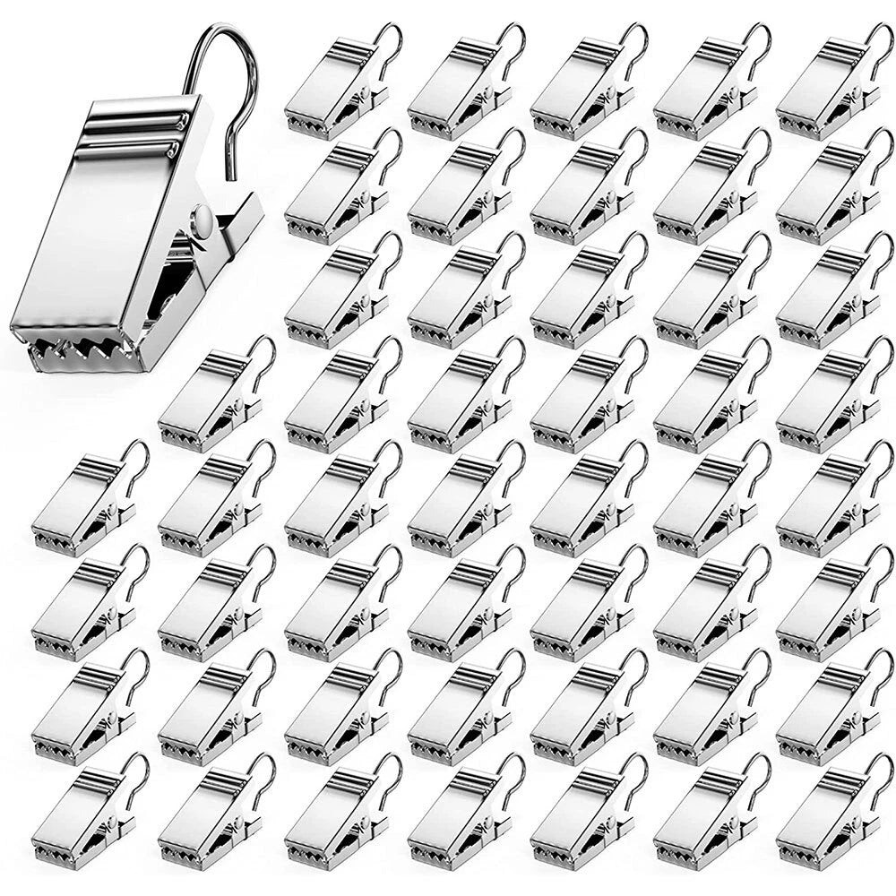 100pcs Stainless Steel Curtain Clips with Hook for Home Decor