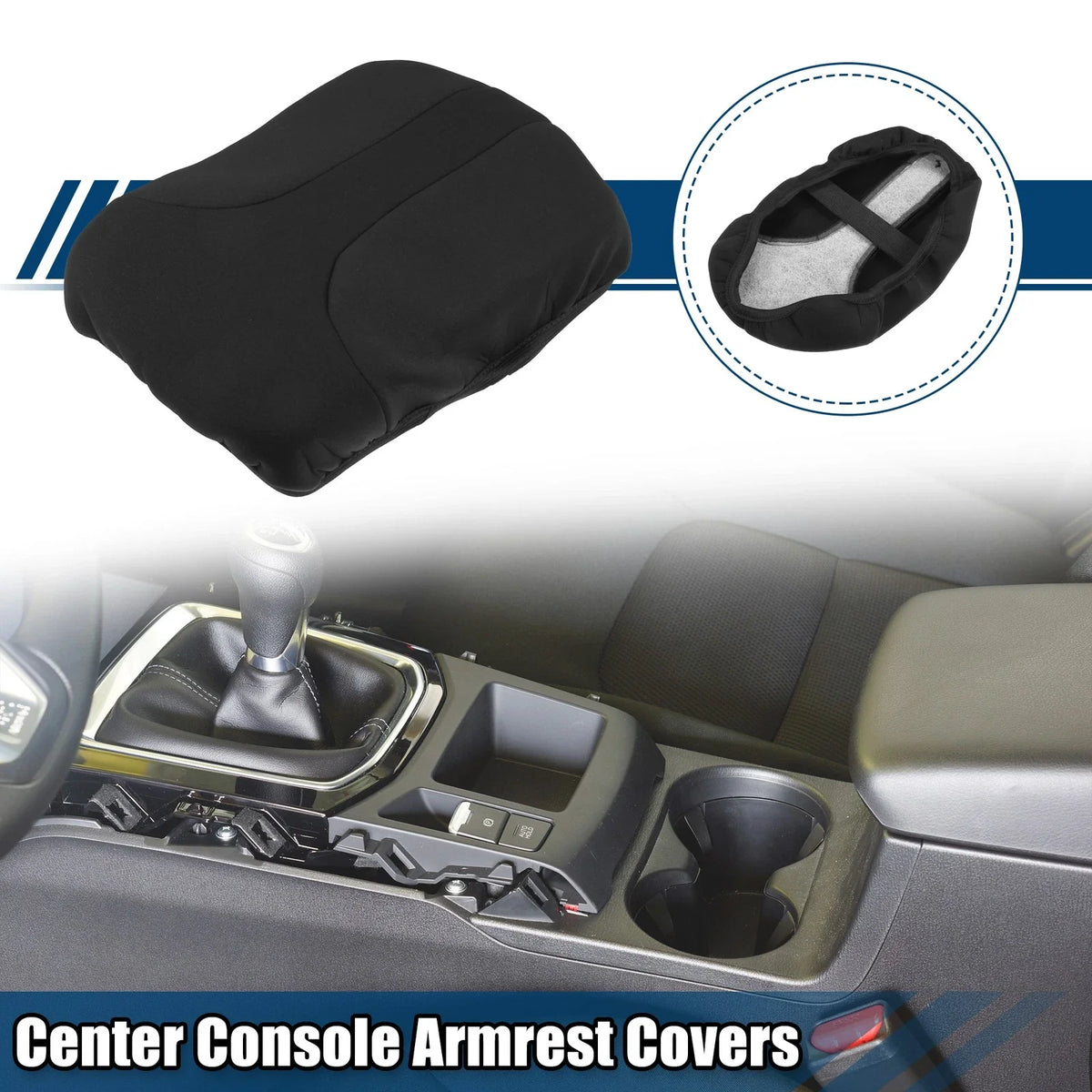 Center Console Armrest Cover for Nissan Rogue (2015–2020) Neoprene Black