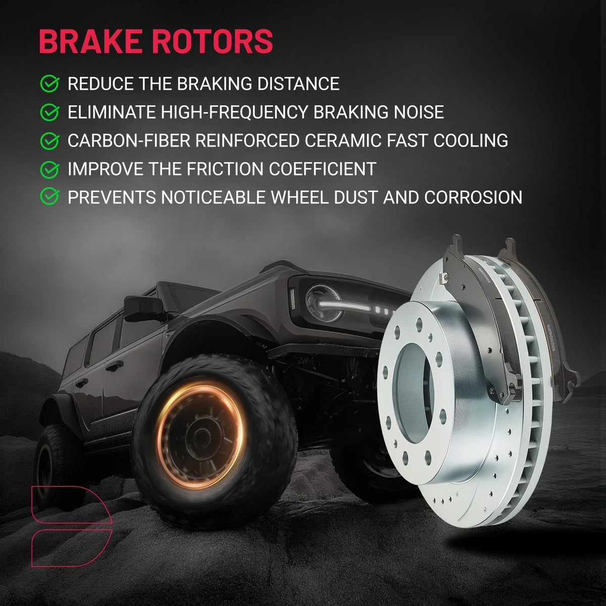 Front Rear Drilled Rotors Brake Pad Kit for GMC Sierra 3500 HD (2007–2010)