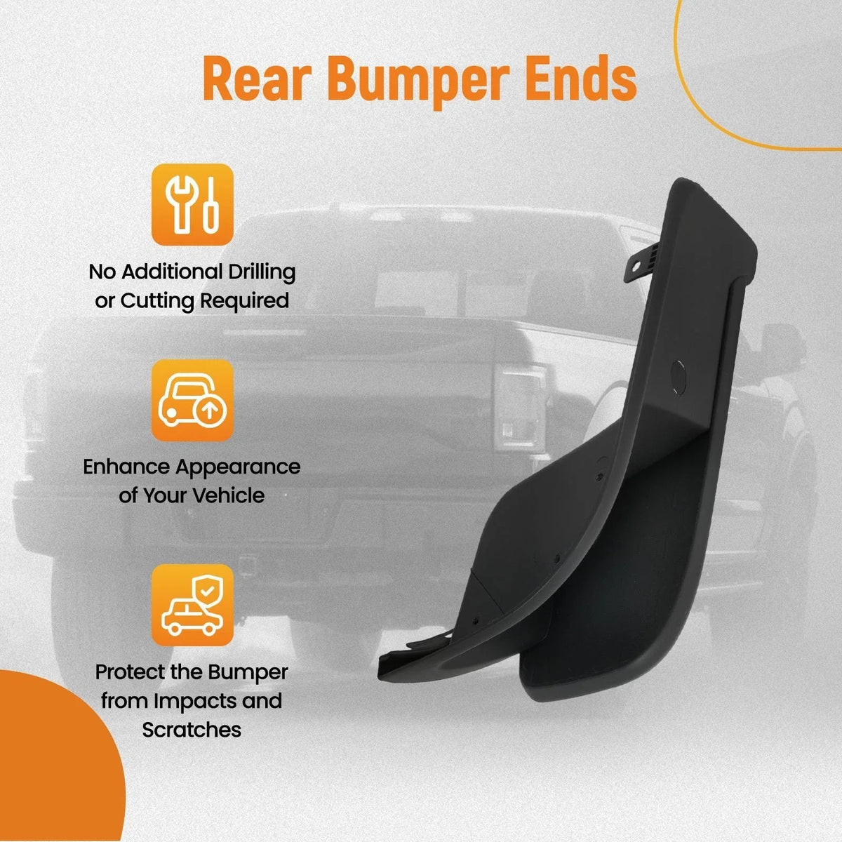 Left Rear Bumper End Cap for GMC Canyon (2015–2020) GM1138102 22900986 Black