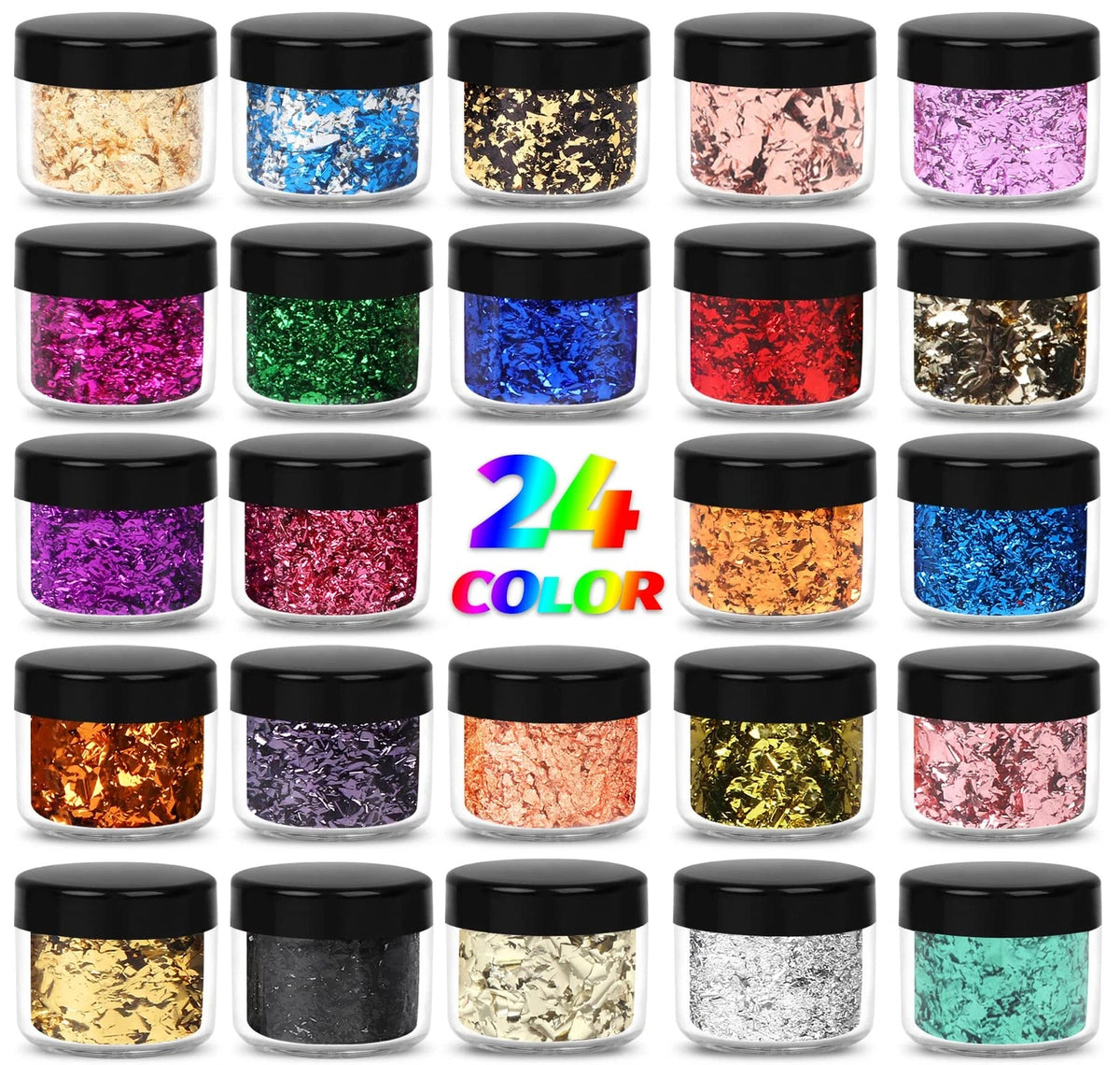 24 Color Metallic Gilding Flakes Set for Automotive Detailing