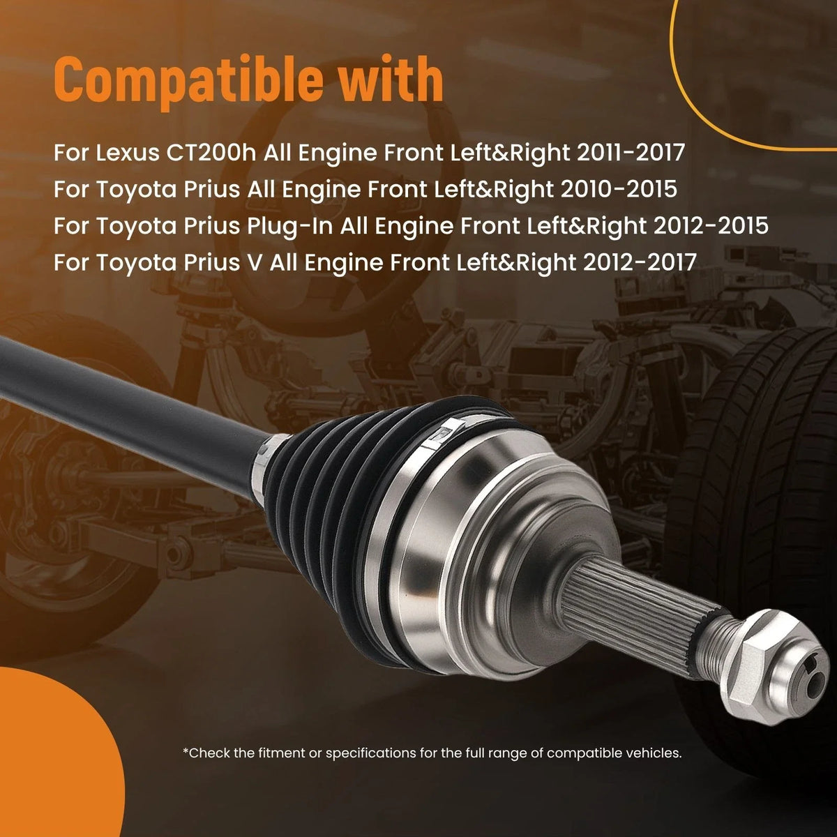 Front CV Axle Shaft Kit Set of 2 for Toyota Prius CT200h (2011–2017)