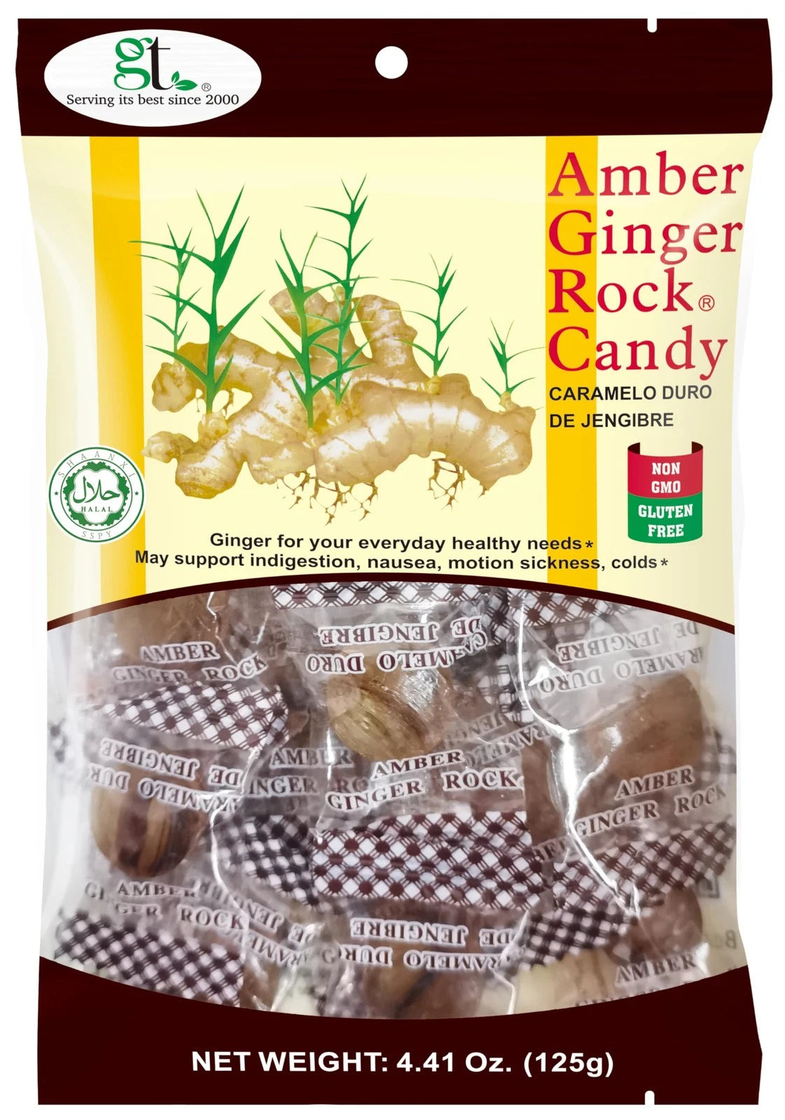 4X GT Amber Ginger Rock Candy 4.41 Ounce Bags