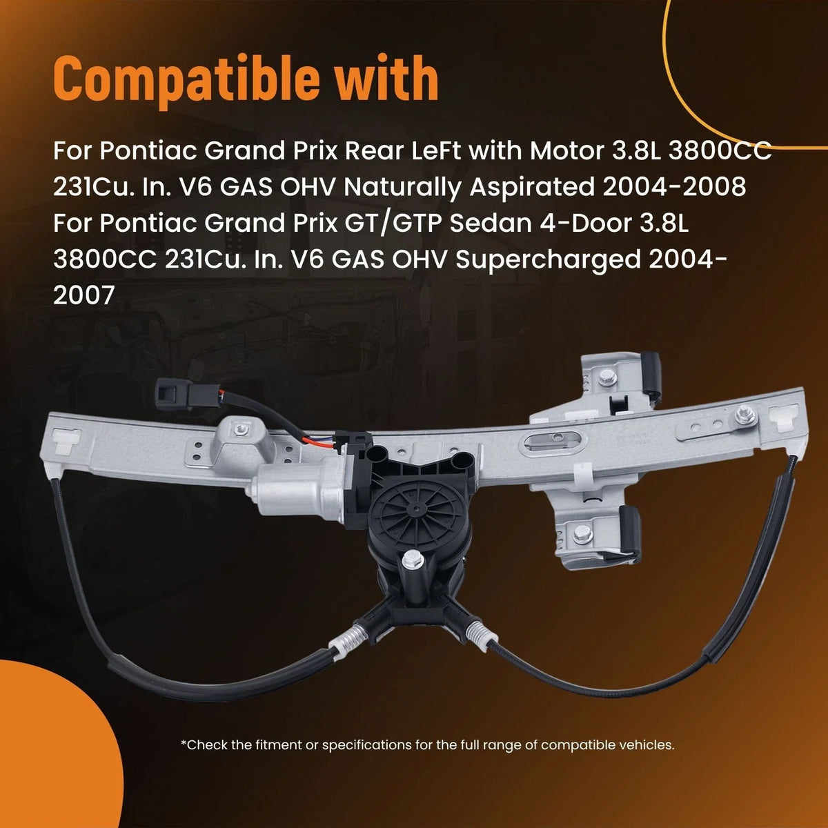 Power Window Regulator Rear Left for Pontiac Grand Prix (2004–2008) 10345332