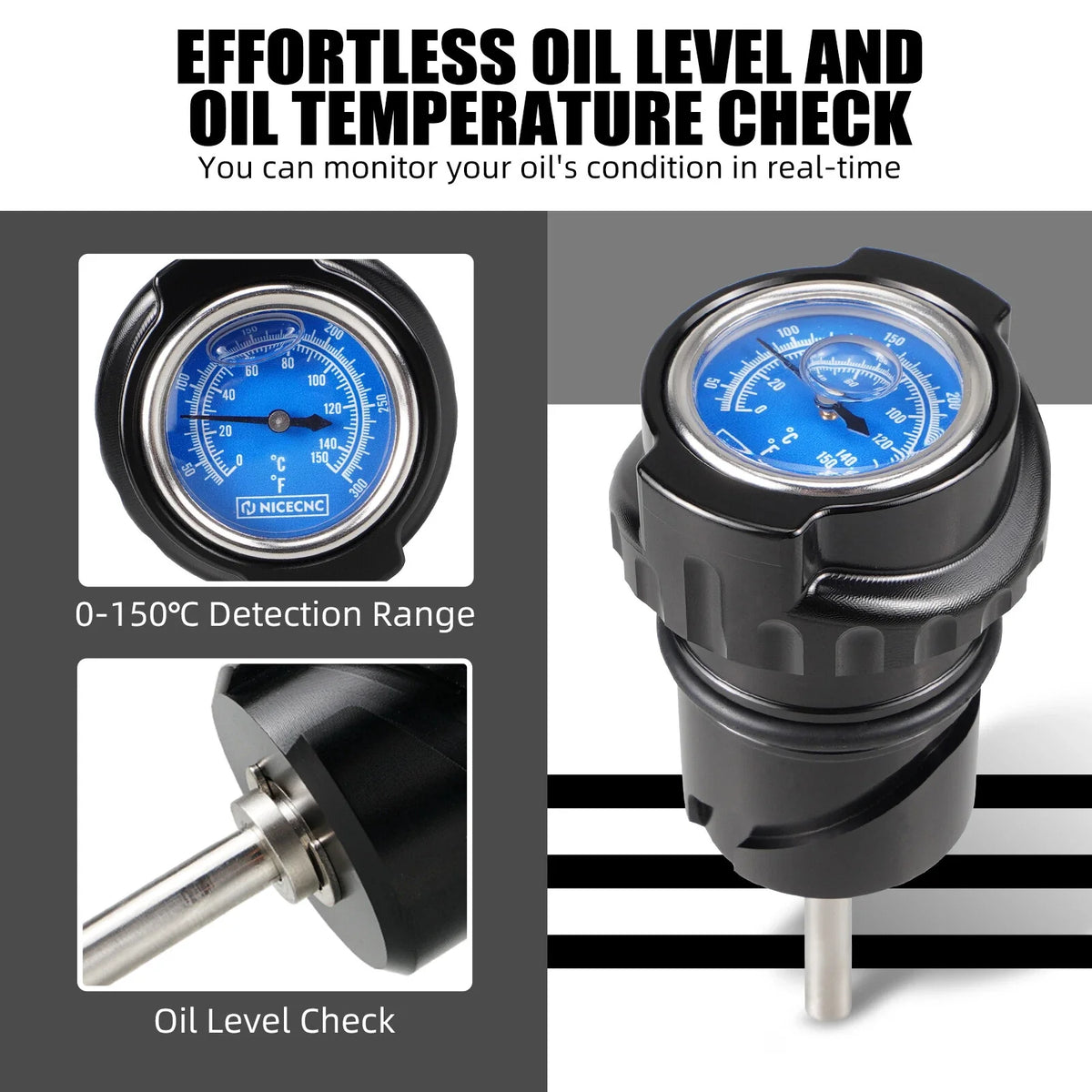 Oil Dipstick Tank Cap Plug with Thermometer for Harley Iron 1200 XL1200NS (2018–2021)