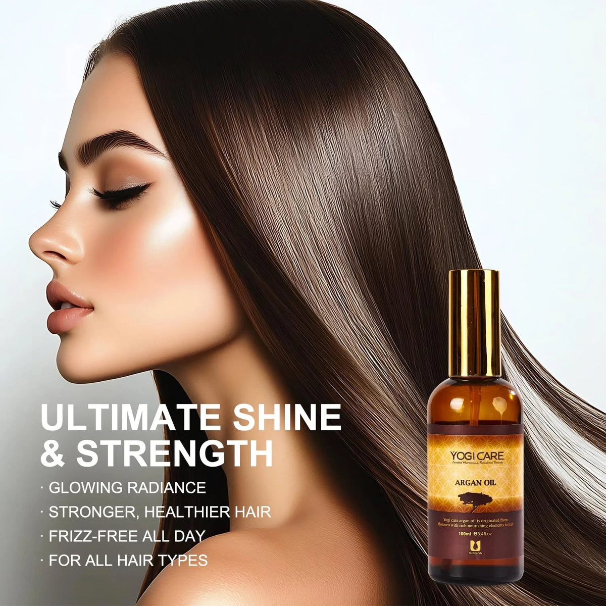 Moroccan Argan Oil for Frizzy, Dry & Damaged Hair (3.4 Fl Oz)