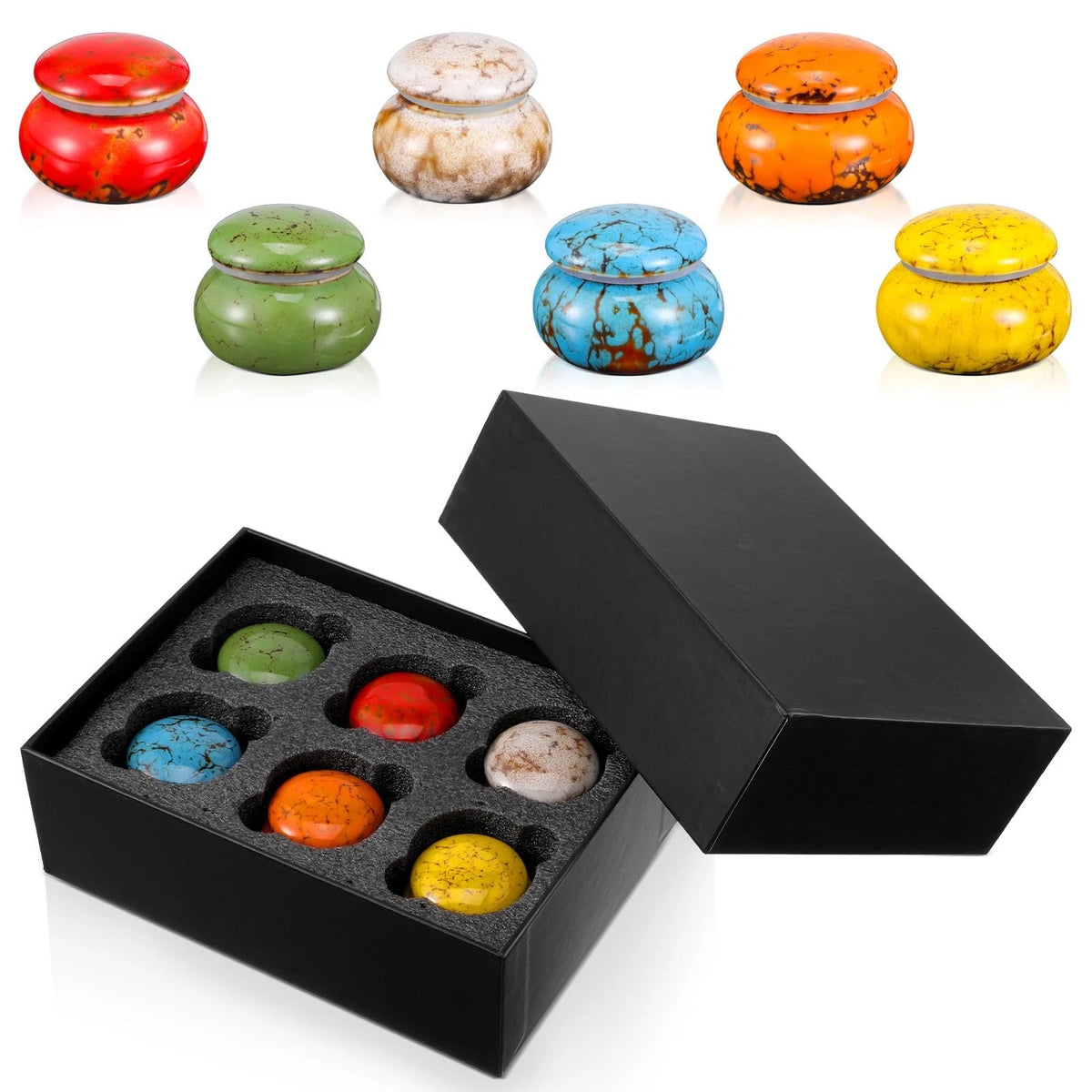 Set of 6 Ceramic Small Urns for Human Ashes Keepsake 1.6 Inch