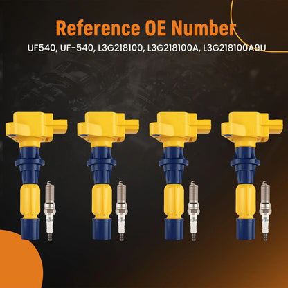 4X Ignition Coil + Iridium Spark Plug for Mazda 6 2.3L 2.5L (2006–2013) UF540