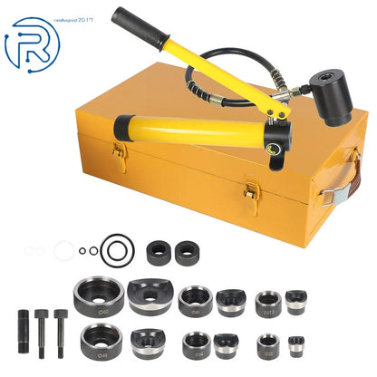 10 Ton Hydraulic Knockout Punch Driver 1/2" to 2" with 6 Dies Tool Kit