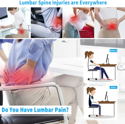 Lumbar Support Pillow for Chair/Car Seat - Memory Foam Back Cushion